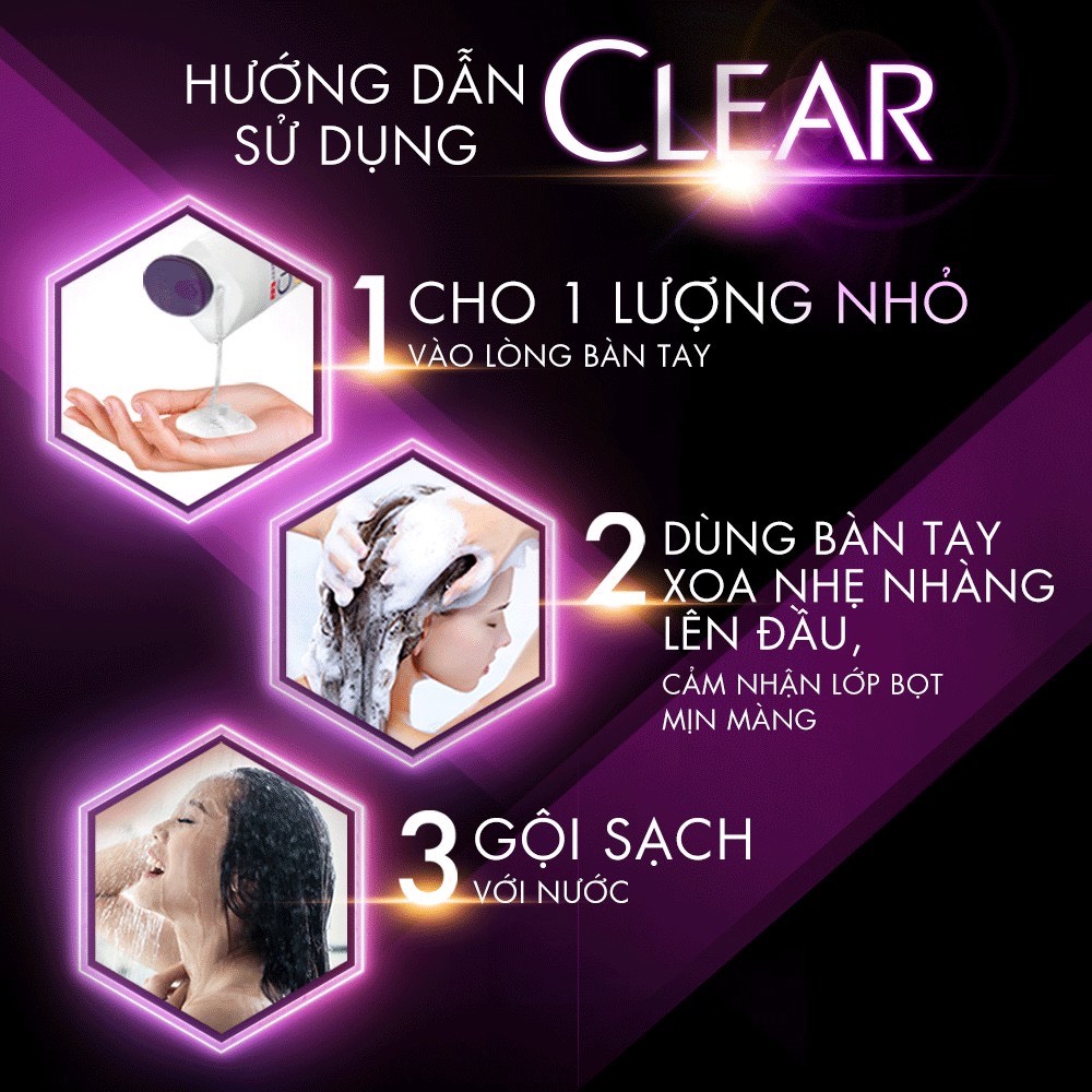 [HCM ship 2h] COMBO 2 Chai dầu gội Clear Bạc hà 1400g