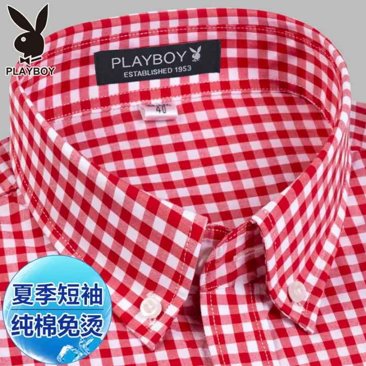 red and white small checkered shirt