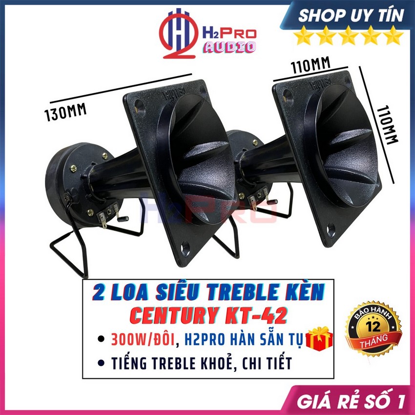 2 Loa Siêu Treble Kèn Century KT42 300W Âm Thanh Sắc Nét Cho Phòng Karaoke Và Nghe Nhạc, Loa Tép Rời Cao Cấp-H2pro Audio