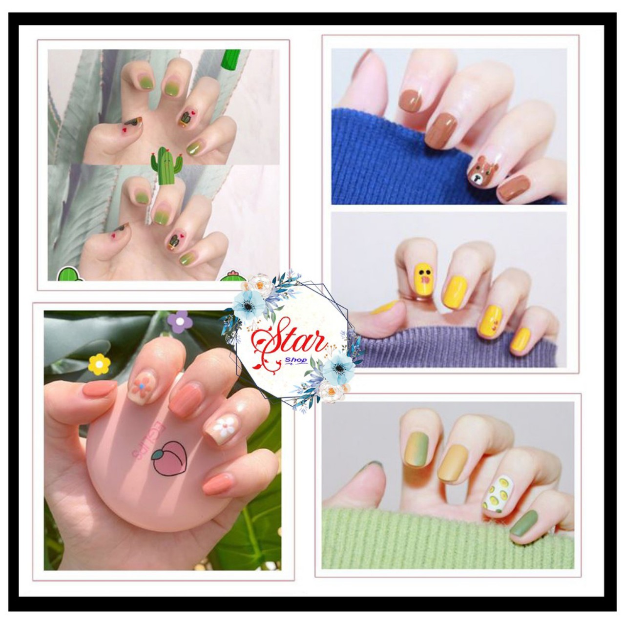 Sticker Dán Móng Bộ 14 Miếng Nhiều Màu sắc ( Tặng Dũa Móng Tay )