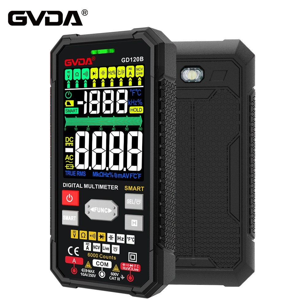 GVDA Smart Multimeter Auto Range True RMS NCV DC AC Tester Automatic Voltmeter Temperature Measure Digital Multi-Meter
