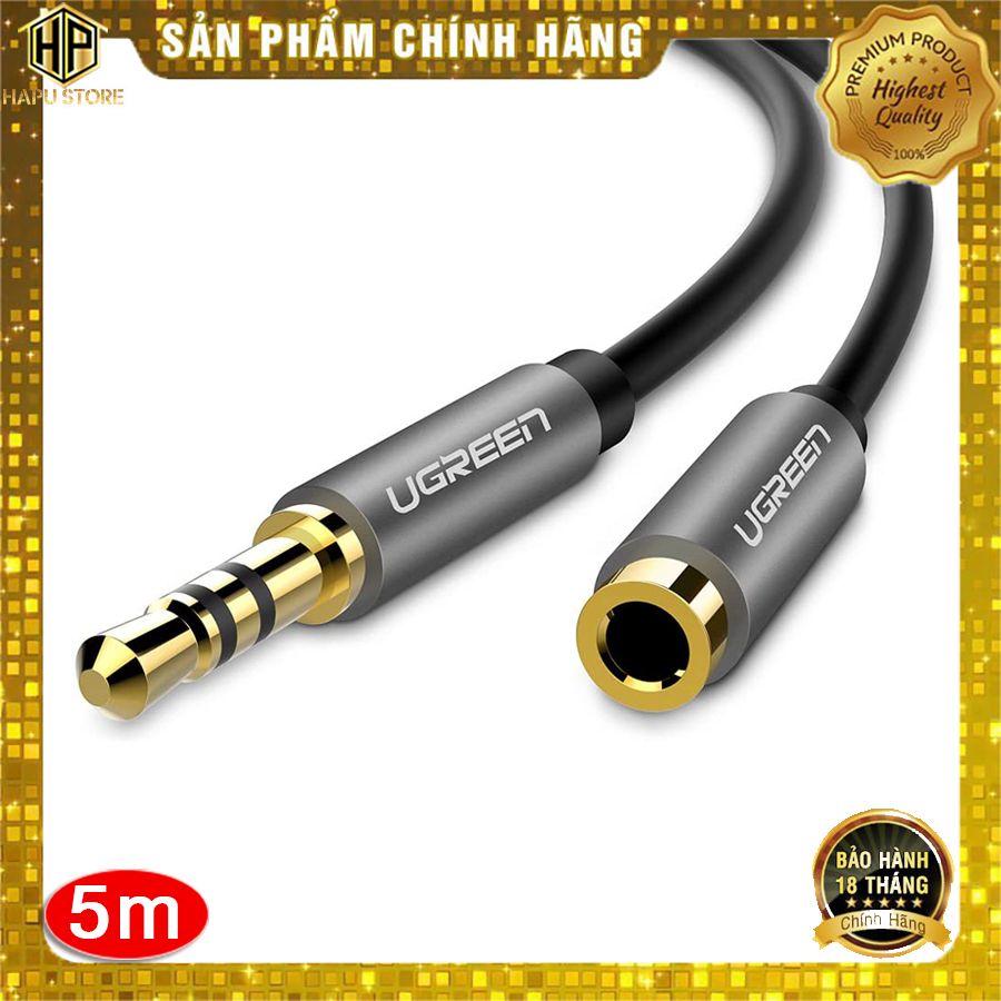 Cáp âm thanh nối dài Ugreen 10592 vỏ nhôm - Cáp Audio 3.5mm chính hãng - Hapustore