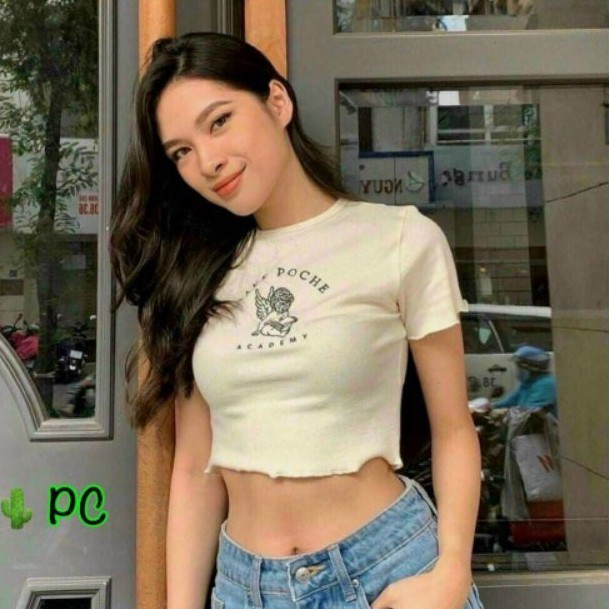 Áo thun croptop in chữ sake poche (VIDEO+ HÌNH THẬT)