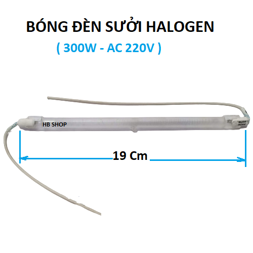 01 bóng đèn sưởi thẳng halogen có dây 300w-400w AC220V