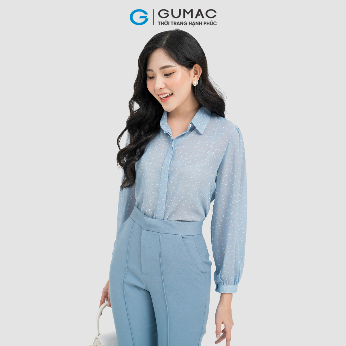 [CHỈ 4-6.4 | TẶNG ÁO THUN ĐƠN 799K] Áo sơ mi tay nhún GUMAC AD04002