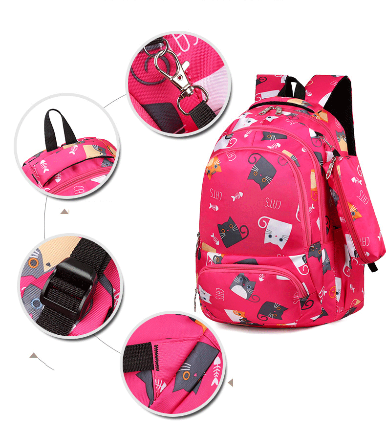 High-end backpack for girls, leisure backpack waterproof back bag for primary school students 2