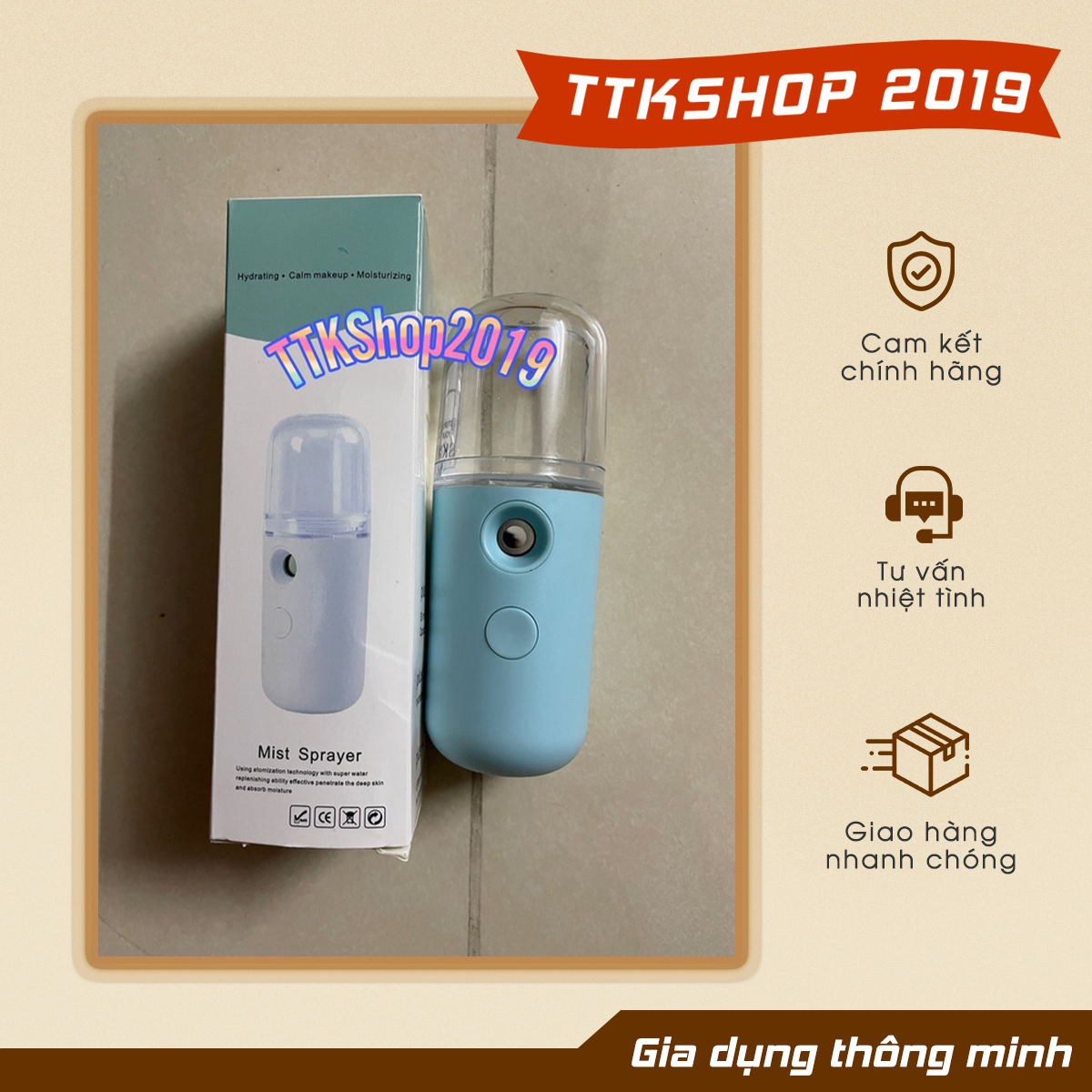 Máy phun Sương Nano Mini Xông Mặt Xông mũi họng Mini Dưỡng DA Tạo độ Ẩm cho da