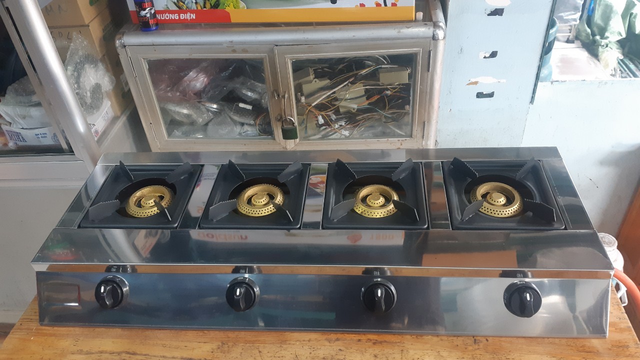 BẾP GAS BÁNH XÈO - CƠM NIÊU- CƠM TẤM 4 LÒ  (Dài )