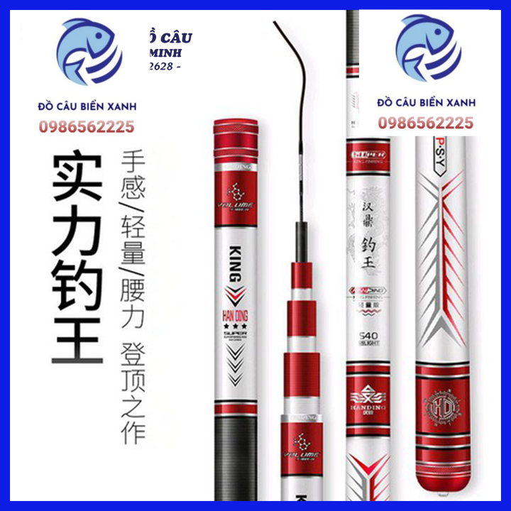 Cần Câu Tay Siêu Bạo Lực HANDING Điếu Vương - Cần Câu Tay cao cấp - Thân Xoắn Carbon - Độ Cứng 6H - Đủ Size : 3M6 - 4M5 - 5M4 - 6M3 - 7M2 ( Đồ Câu Biển Xanh )