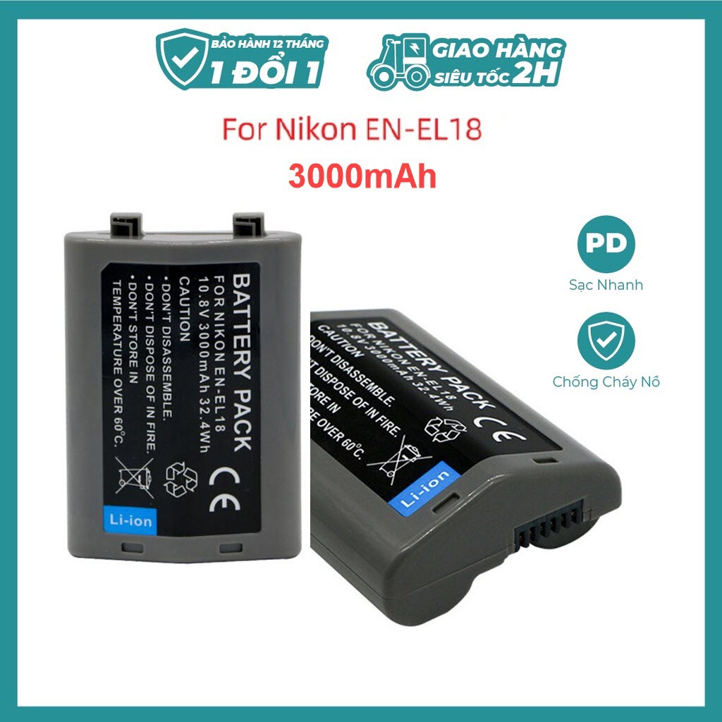 Pin en-el18 dung lượng cao 3000mah dùng cho các máy ảnh nikon z9, d4, d4s, d4x, d810. battery pack for nikon en-el18