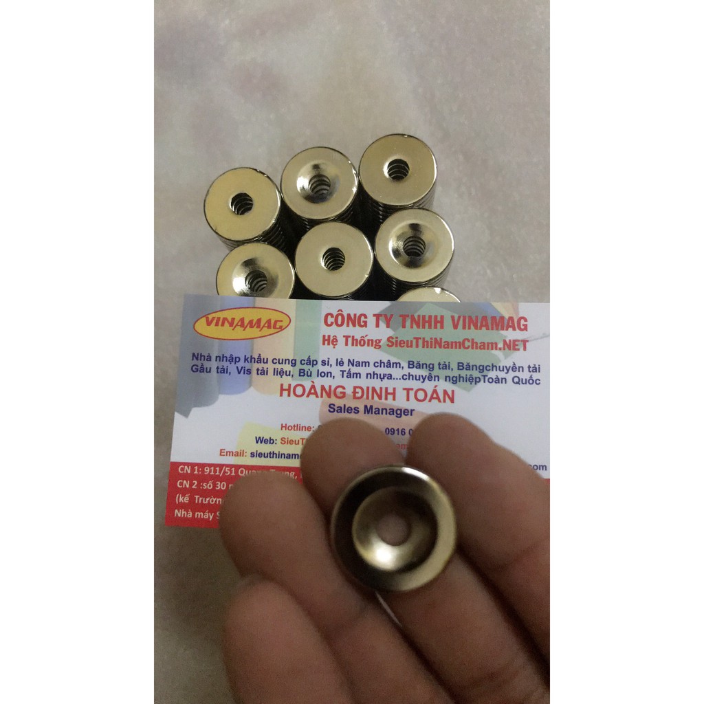 Nam châm viên d20x3 lỗ 5mm n50 loại bắt vít