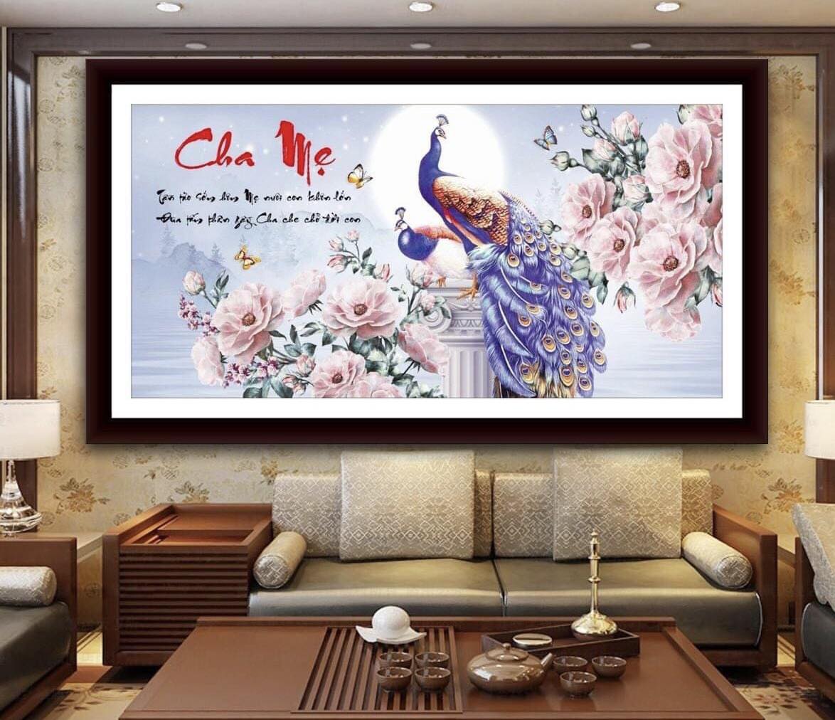 Tranh đính đá Cha Mẹ VS043 (100x55cm) - chưa đính đá