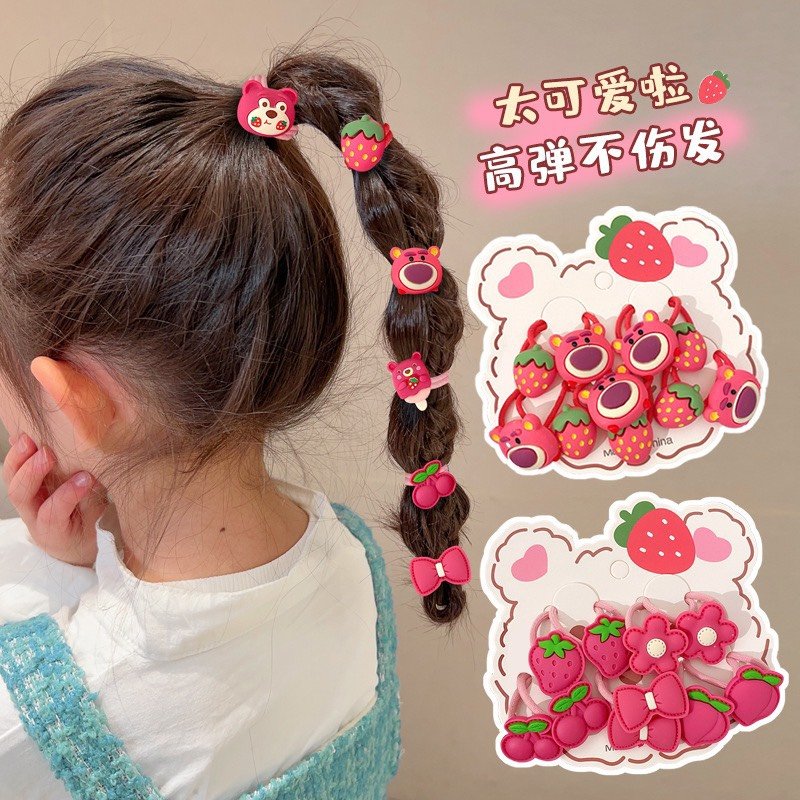 Sét 10 dây cột tóc gấu dâu cho bé gái dễ thương xinh lung linh tết noel