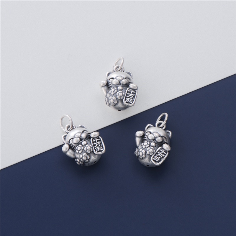 [S925] Charm bạc 3D mèo chiêu tài - MH770