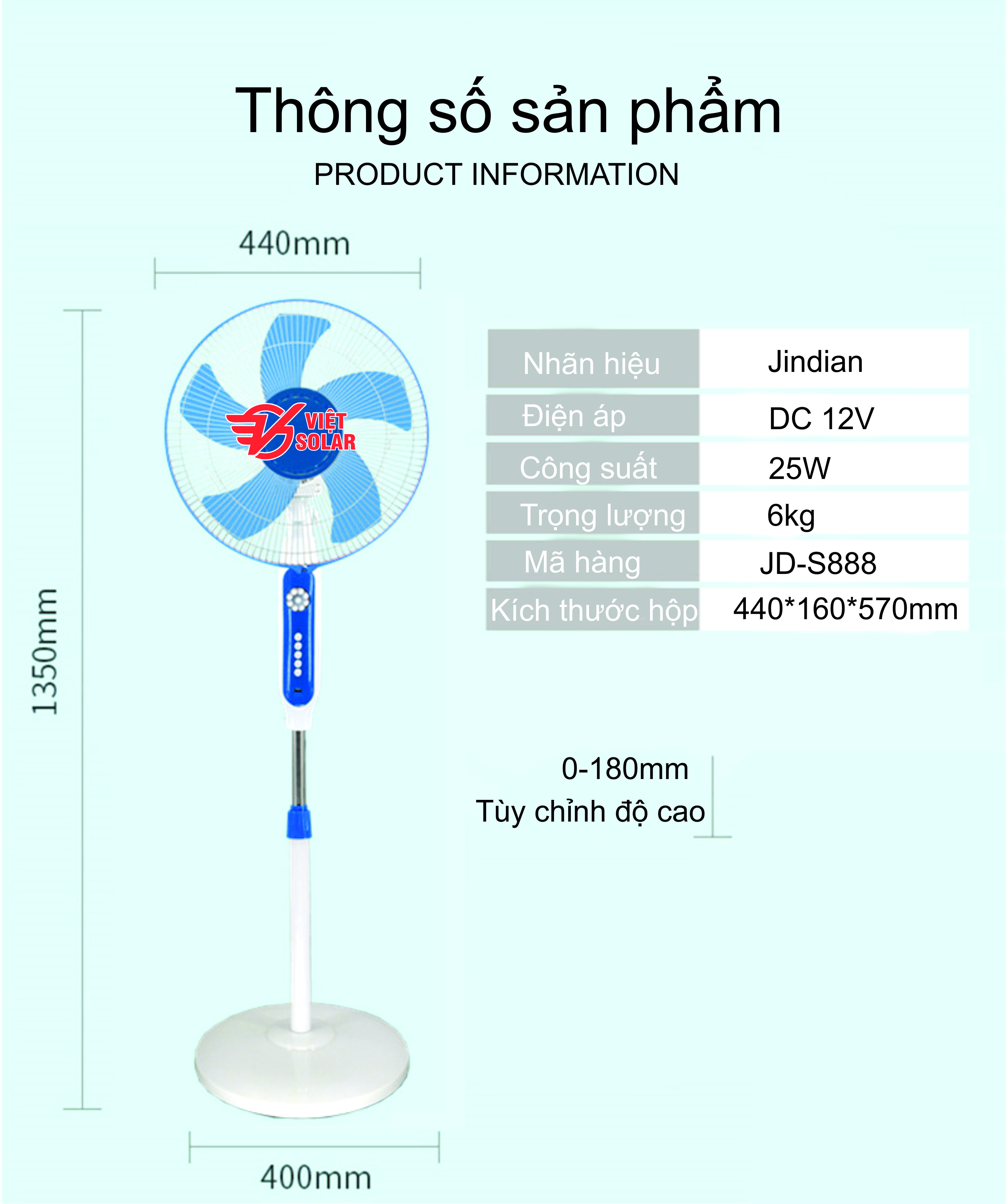 Quạt năng lượng mặt trời JD-188