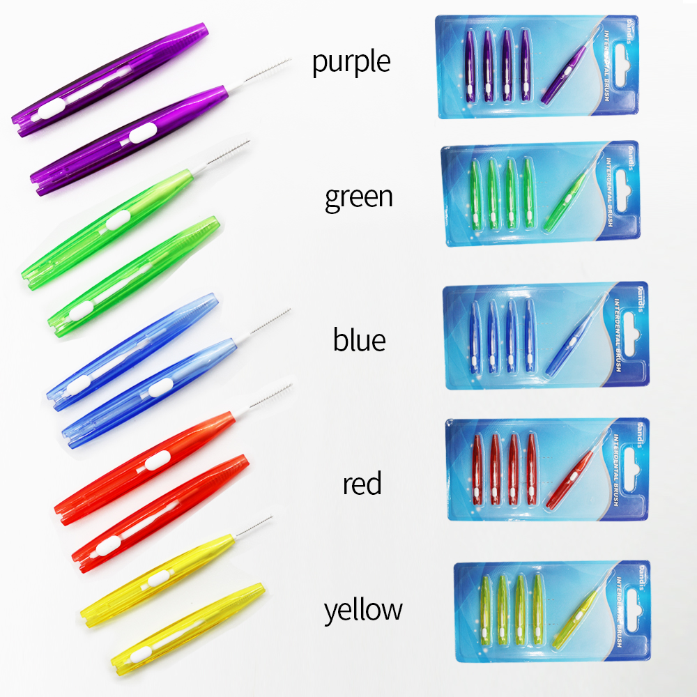 5PCS /Pack Push-Pull Brush Adults Cleaning Floss Brush Pick Multi-Size Brush Head