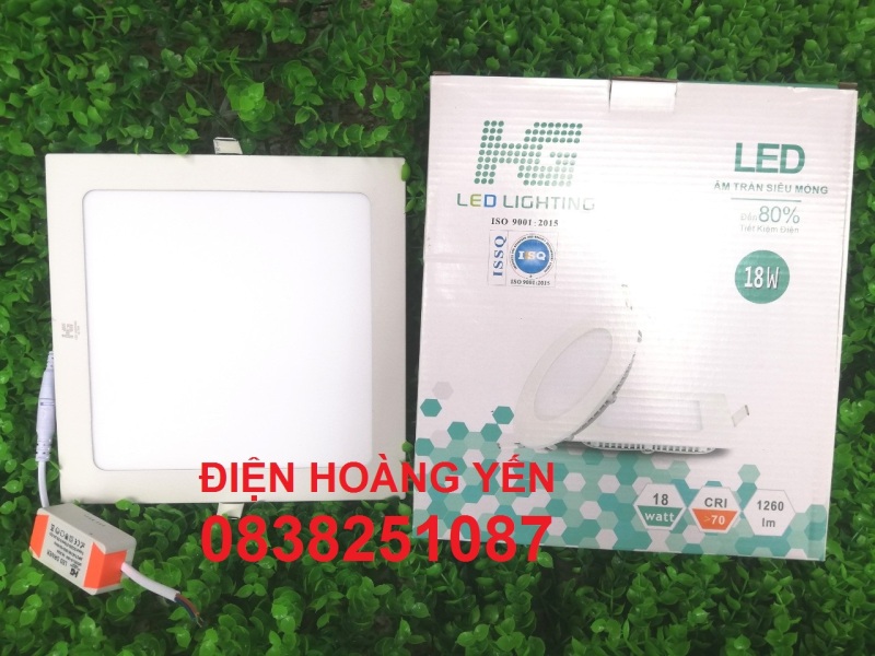 Đèn LED âm trần Vuông 18w ánh sáng trắng. Mua về chỉ gắn vô là xài - Kích thước mặt ngoài đèn: 22 x 22 cm
