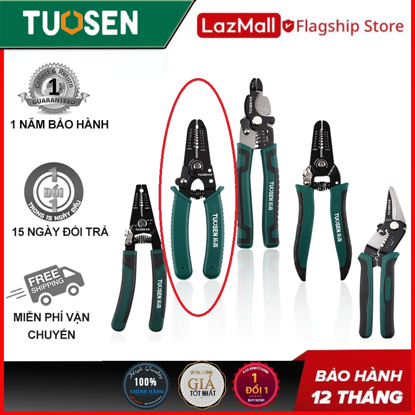 Kìm tuốt dây điện, bấm cos đa năng, tự động TUOSEN / Tuo Sen