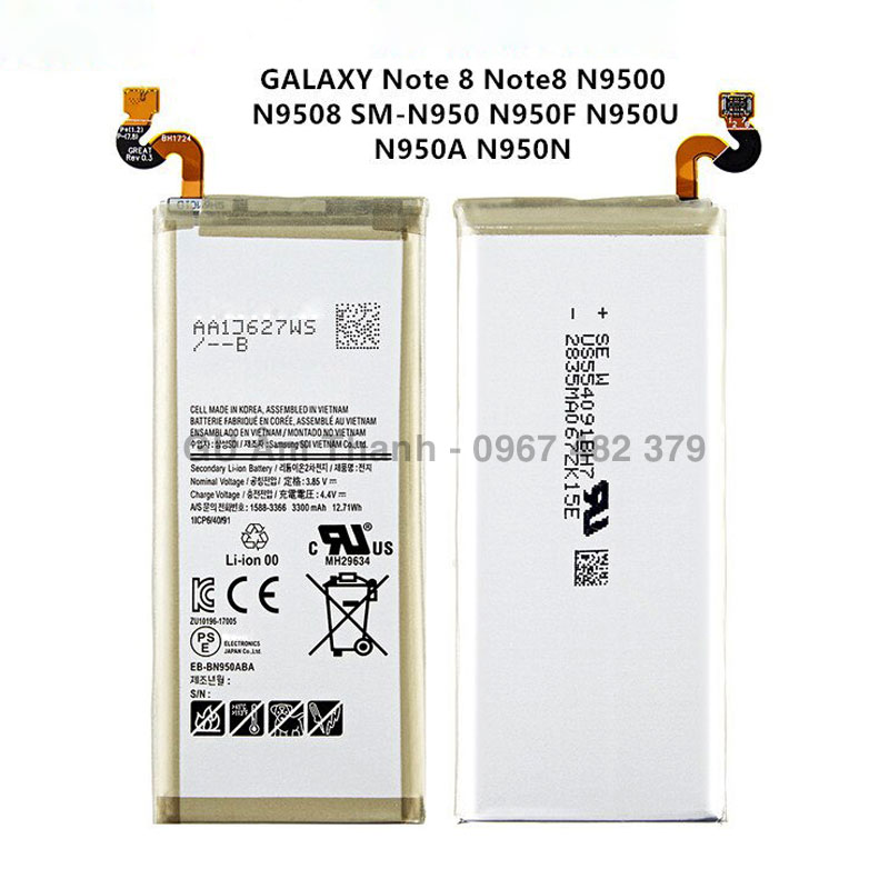 Pin thay thế cho Samsung Galaxy Note 8 N950F N950N 3300mAh Zin