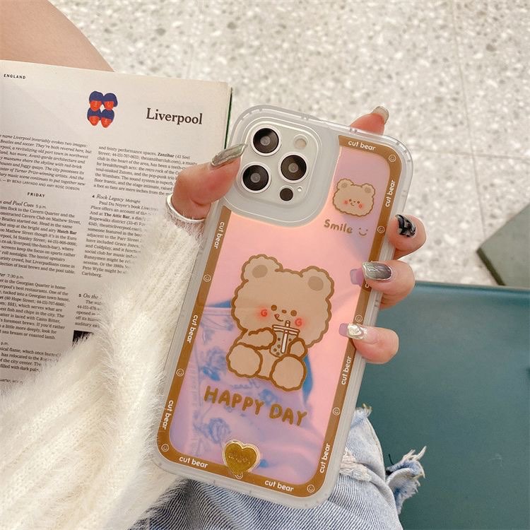 Ốp iphone full viền gấu trà sữa holoram
