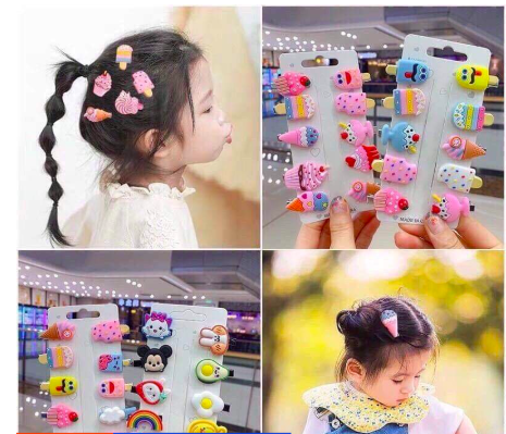 Set 10 kẹp tóc đáng yêu cho bé ( 1 vỉ = 10 kẹp mix ngẫu nhiên các hình)