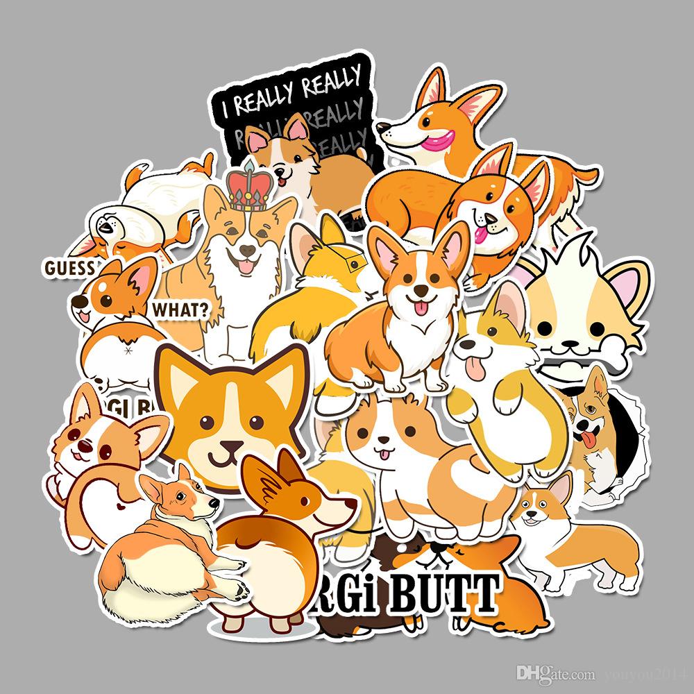 sticker chó corgi dễ thương set 30 đến 60 hình dán có ép lụa