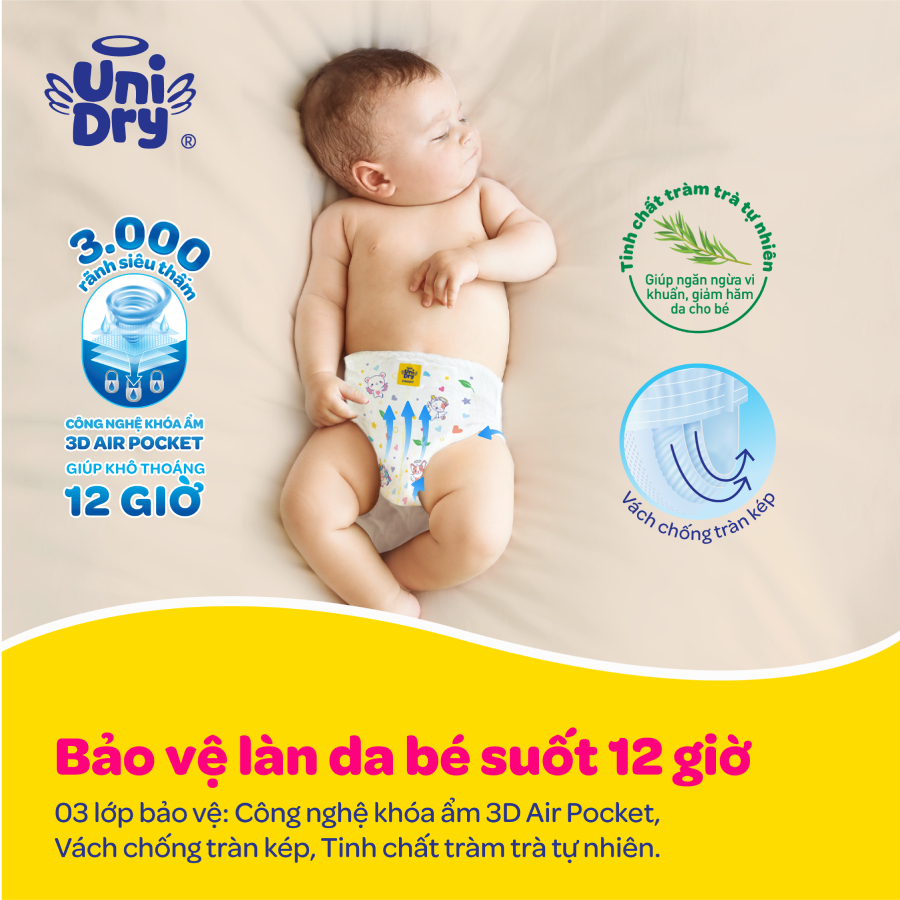 [GIẢM TỚI 40% - HỎA TỐC]  Tã dán UniDry Siêu khô thoáng size S48/M42/XL34/M76/L68