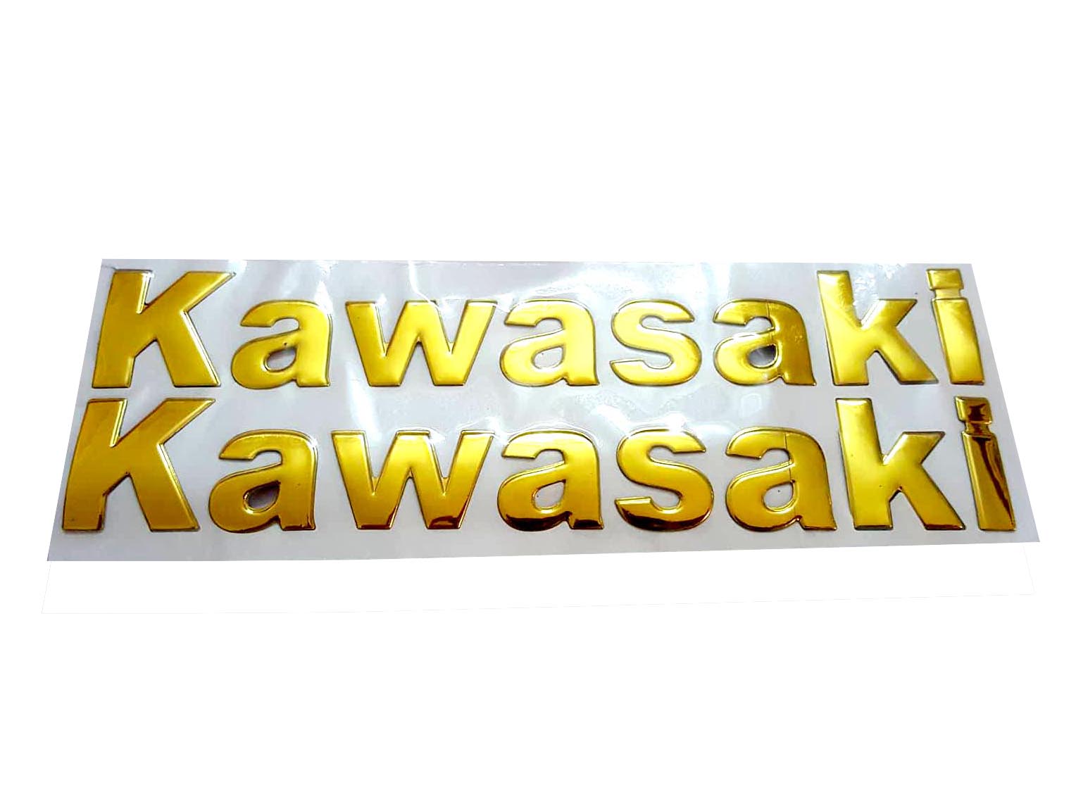 Bộ 2 miếng dán nổi chữ Kawasaki (Vàng)