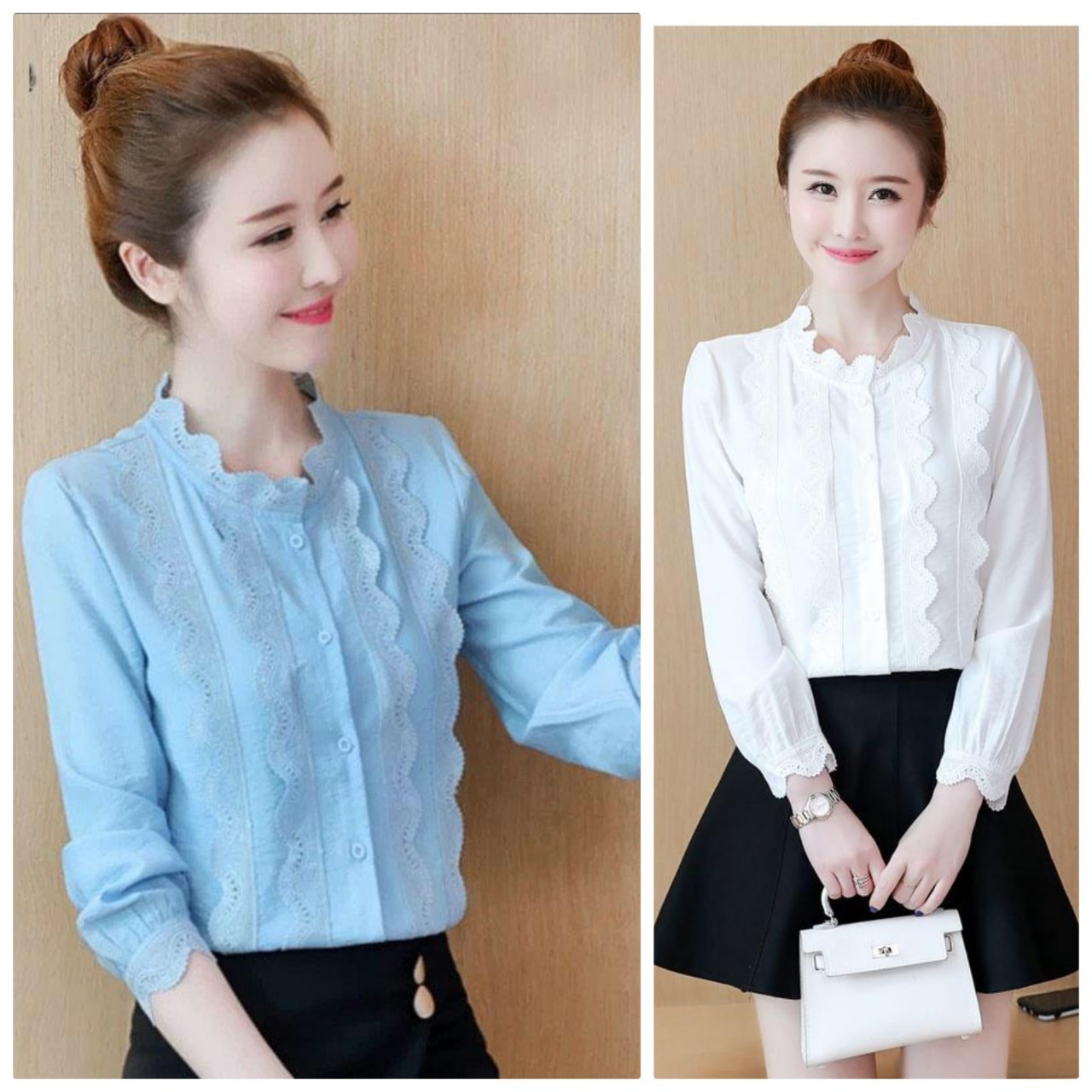 Áo sơ mi kiểu phôi ren ngực NGOCTRANSHOP - NT6366