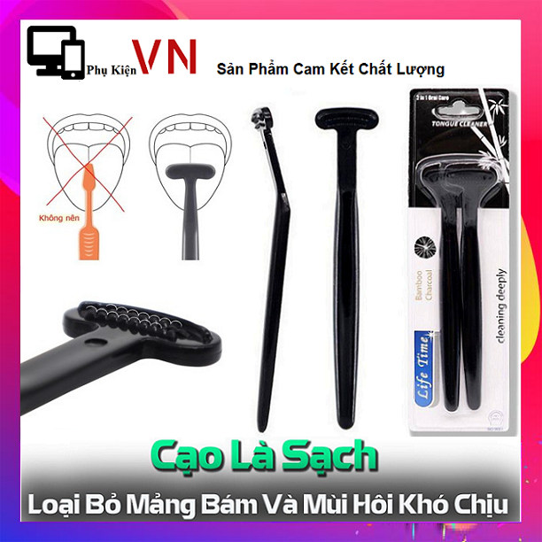 ⚡ Set 2 Cây Cạo Rơ Lưỡi Thông Minh Life Time , Làm Sạch Mảng Ở Lưỡi Giúp Cải Thiện Hơi Thở - Bộ 2 Dụng Cụ Cạo Rơ Lưỡi Cao Cấp - Đánh Bay Hôi Miệng (Màu Đen) ⚡