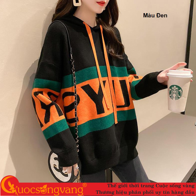 Áo len hoodie có nón áo len nữ phom rộng mã GLA320 Cuocsongvang