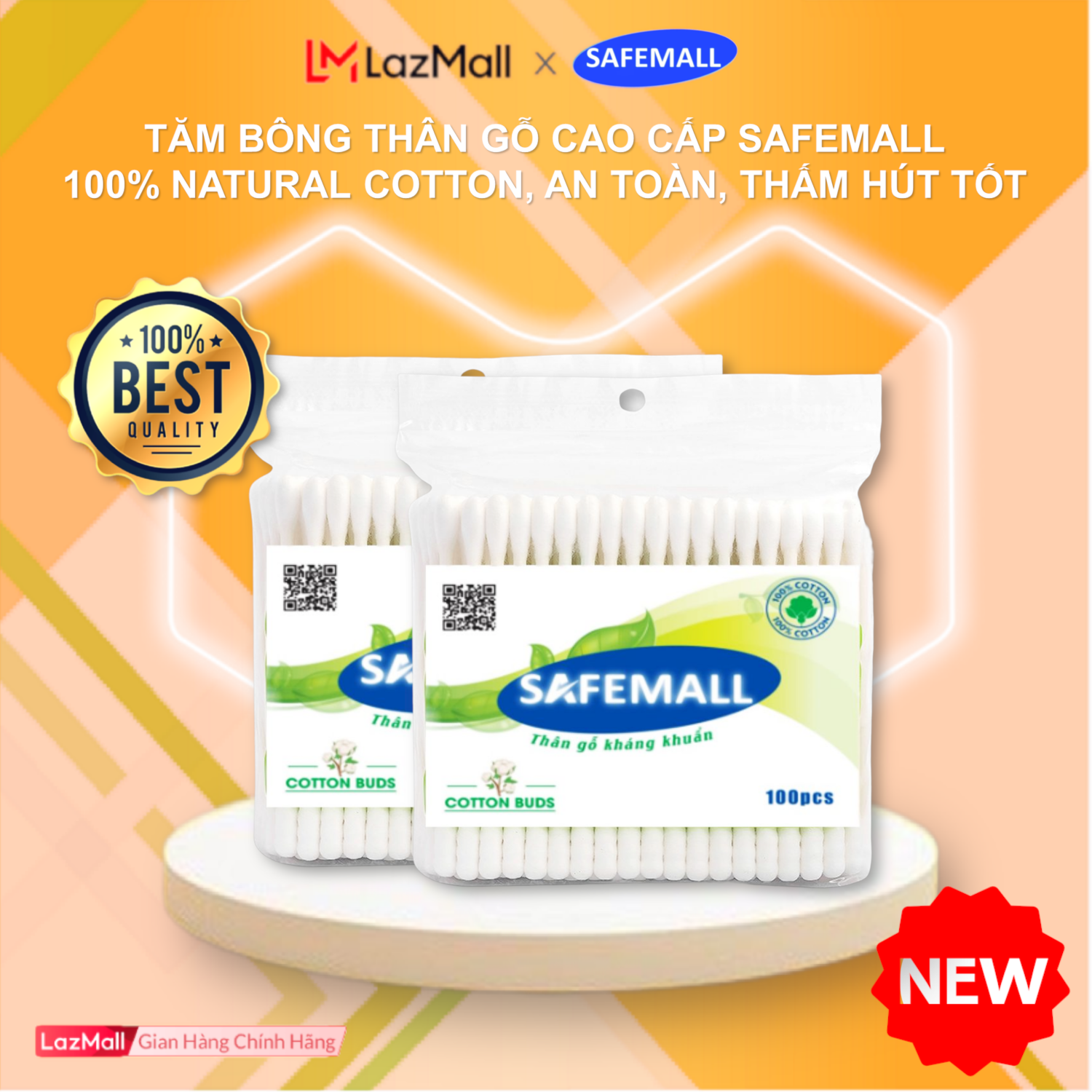 Set 5 packs (total 500) cotton swab wood body safemall premium protective ear, wool cotton soft, multi uses disposable makeup remover, sanitary machine details. .. Wool cotton soft skin-friendly environment-the VN export