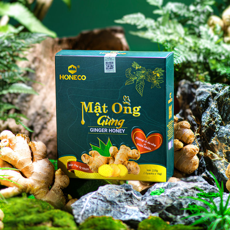 Mật ong gừng HONECO (Hộp 15 gói tiện lợi)