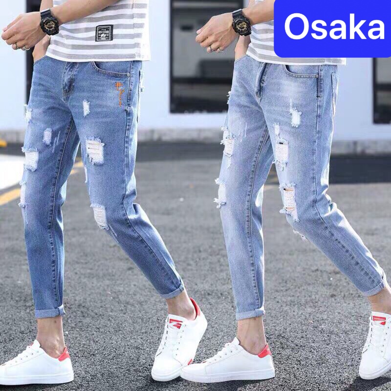 QUẦN JEAN NAM CHẤT BÒ XANH SANG CẠP RÁCH VIP SAKURA SÀNH ĐIỆU NHẬT BẢN OK-1900 - OSAKA FASHION