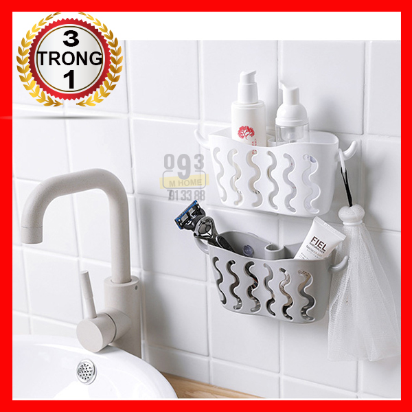 Wall-mounted Storage Rack Punch-free Suction Cup Storage Hanging Basket Faucet Sponge Hollow Drain Basket<br>