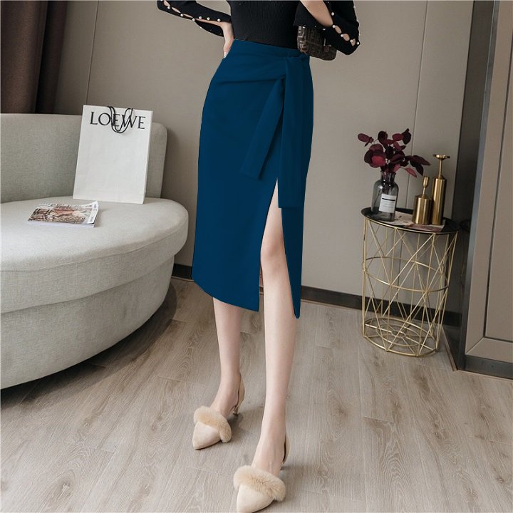 Chân Váy Xẻ Tà Cột Nơ💕𝑭𝑹𝑬𝑬𝑺𝑯𝑰𝑷💕[Giá gốc tận xưởng] CHÂN VÁY CÔNG SỞ