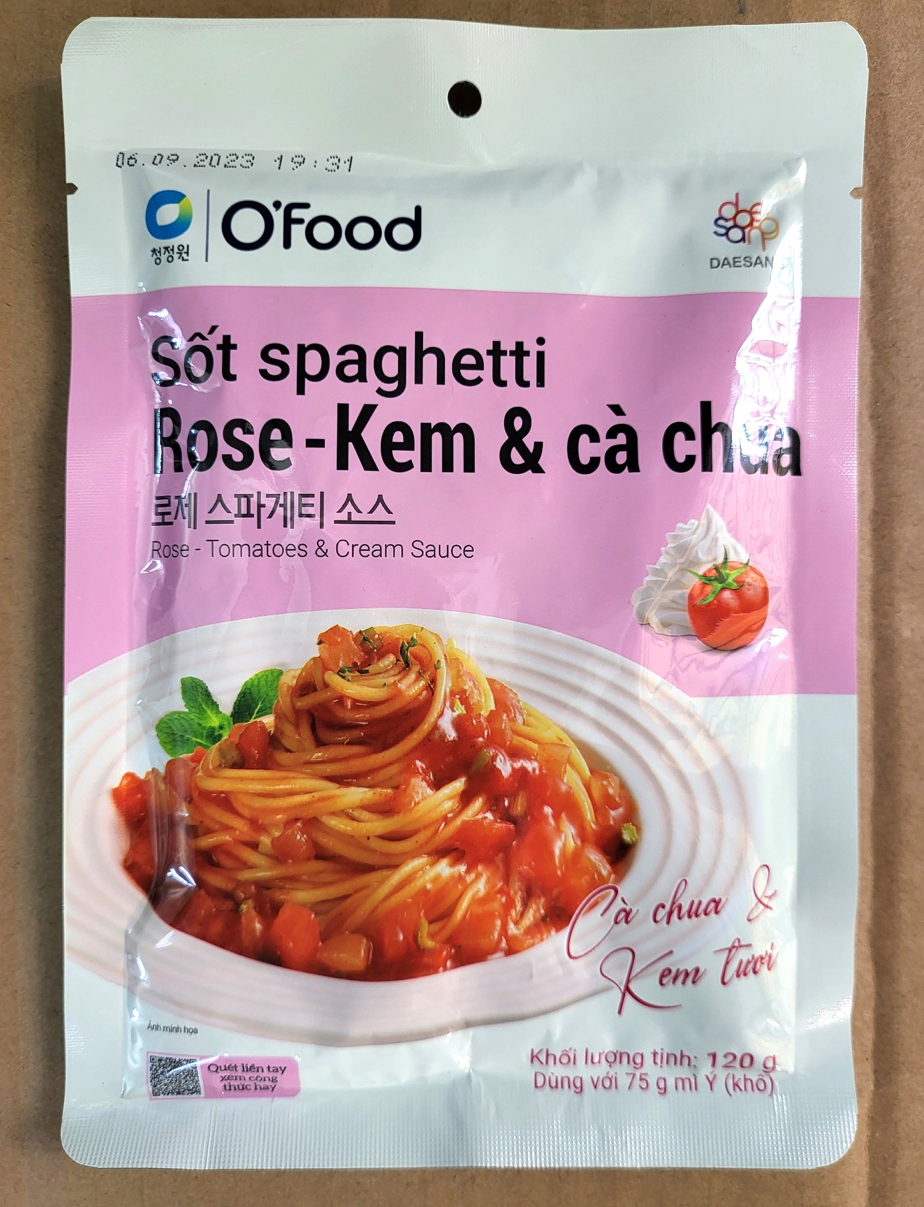 O’food - gói kem & cà chua 120g - sốt mì ý kem & cà chua / daesang rose – tomato & cream spaghetti sauce
