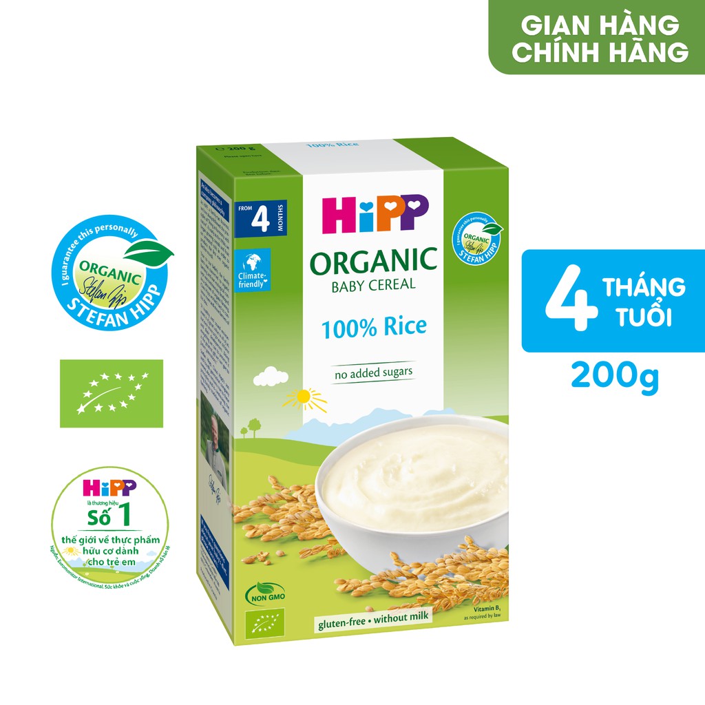 MUA 3 TẶNG 1 Bột ăn dặm dinh dưỡng Gạo nhũ nhi HiPP Organic 200g. babyme