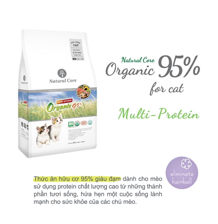 Thức ăn hữu cơ giàu đạm cho mèo Natural Core