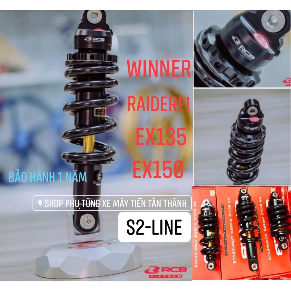 Phuộc nhún giảm xóc sau RCB mẫu S2 xe máy  Ex135 - Satria - Winner ( chính hãng RACING BOY )
