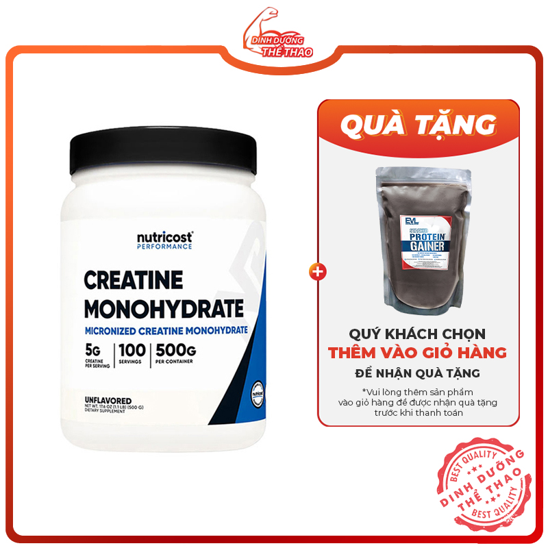 Nutricost creatine monohydrate 500 gram | phục hồi năng lượng tăng sức mạnh cơ bắp