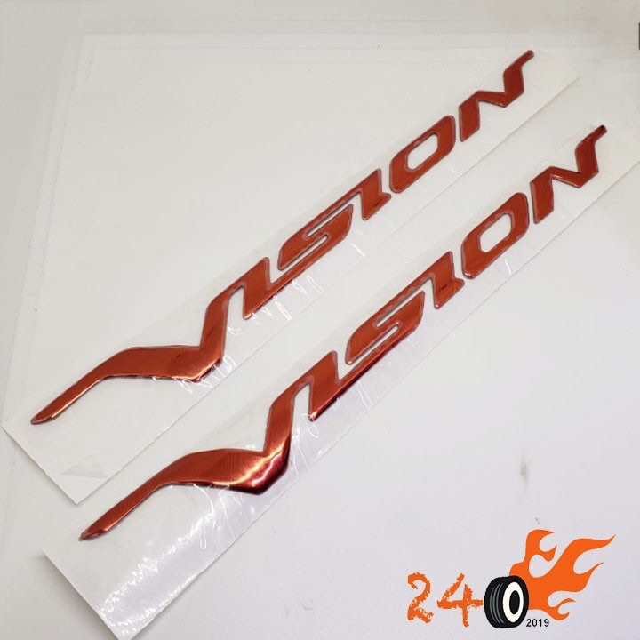 Cặp tem chữ vision đời cũ 3d bạc | đỏ