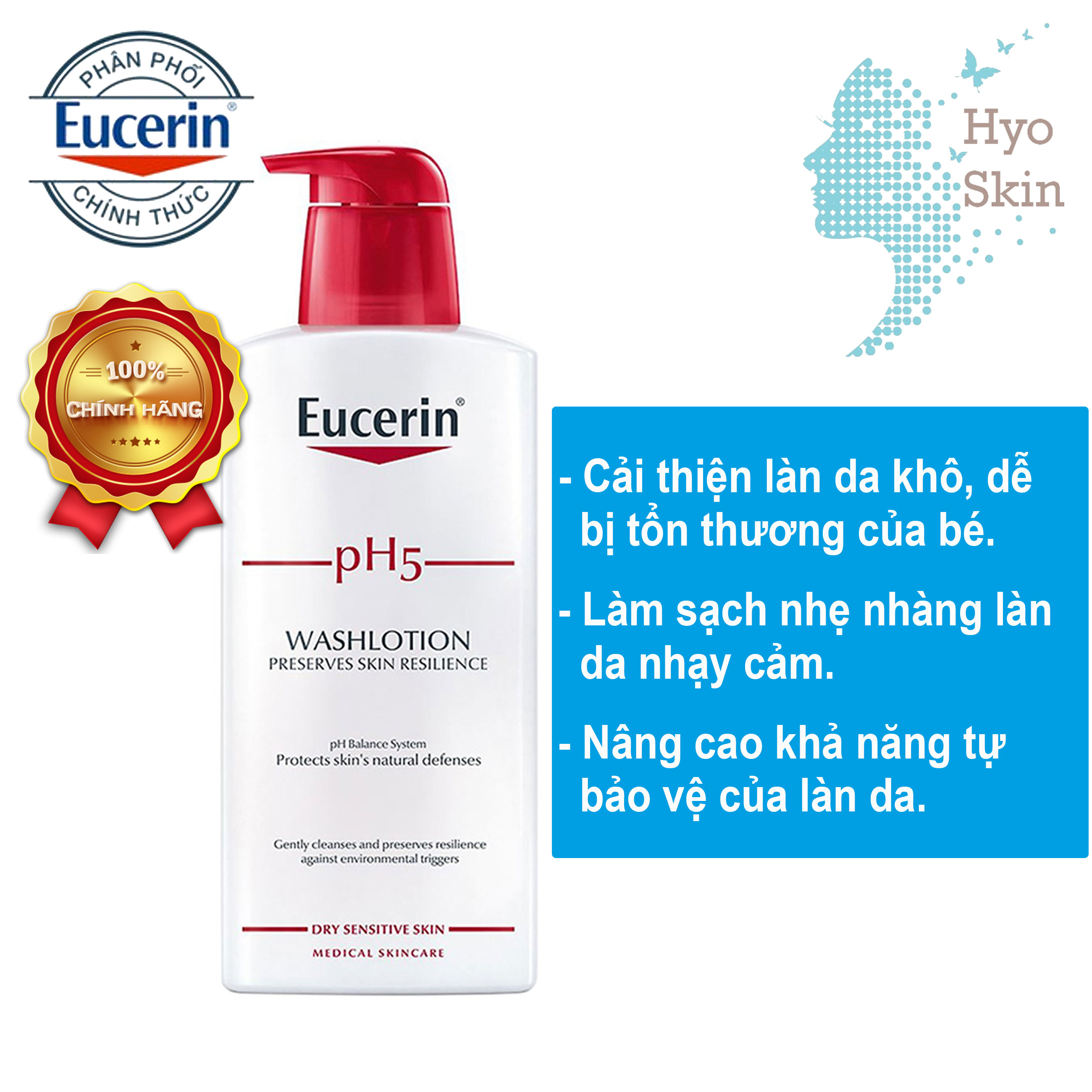 CHÍNH HÃNG Sữa Tắm Làm Sạch Cho Mặt Và Toàn Thân EUCERIN PH5 WASHLOTION
