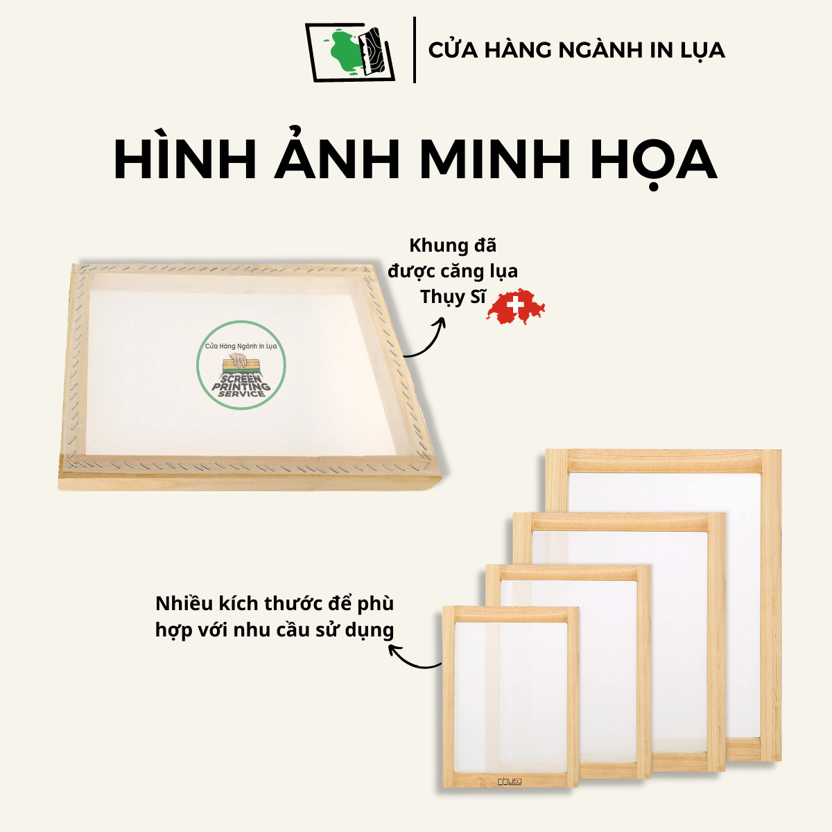 Khung in lụa nhiều kích thước