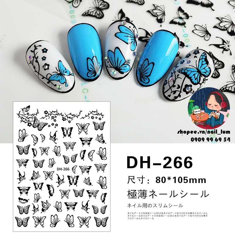 [Video Thực Tế] Nail Sticker - Dán Móng Tay - Bộ Sưu Tập Cánh Bướm