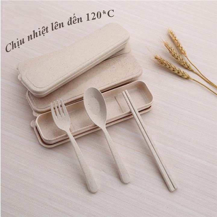 Bộ Thìa,Dĩa,Đũa,Muỗng Cá Nhân Bằng Lúa Mạch Không Hộp