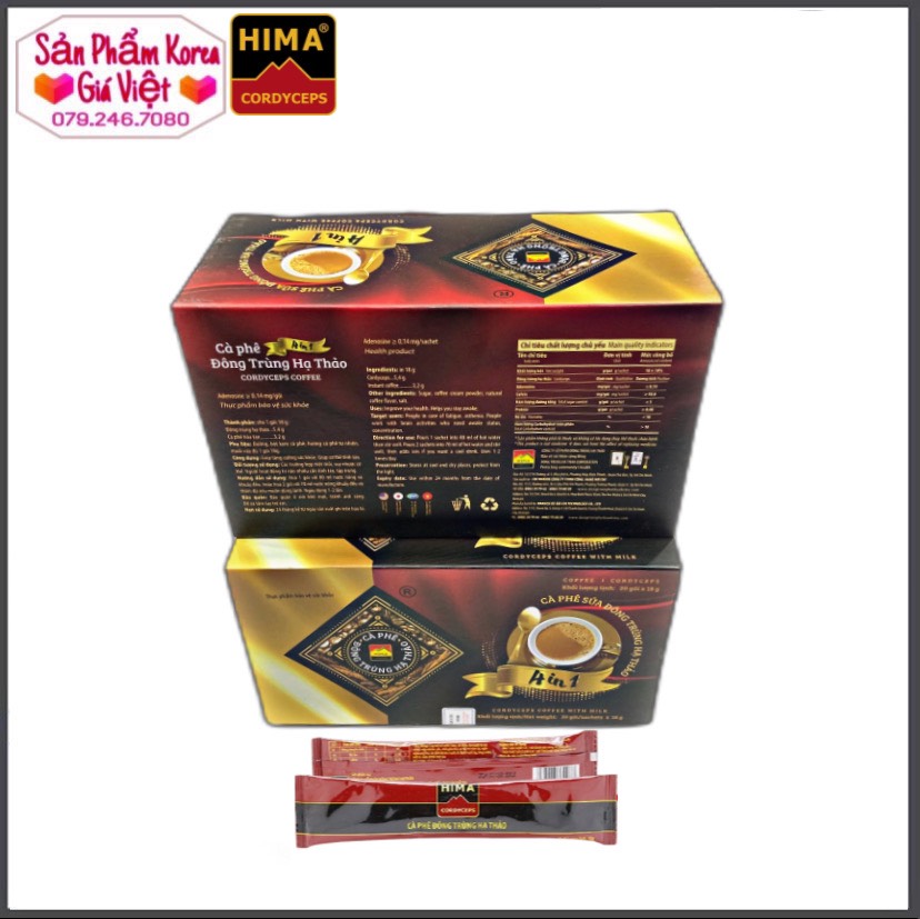 Combo 2 Hộp Đông trùng hạ thảo cà phê sữa 4 in 1 (18g x 20 gói/hộp)