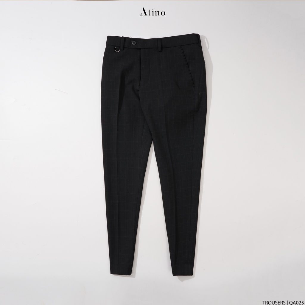 Quần Âu Nam Kẻ Caro ATINO Vải Polyester Co Giãn Pha Rayon Thông Thoáng