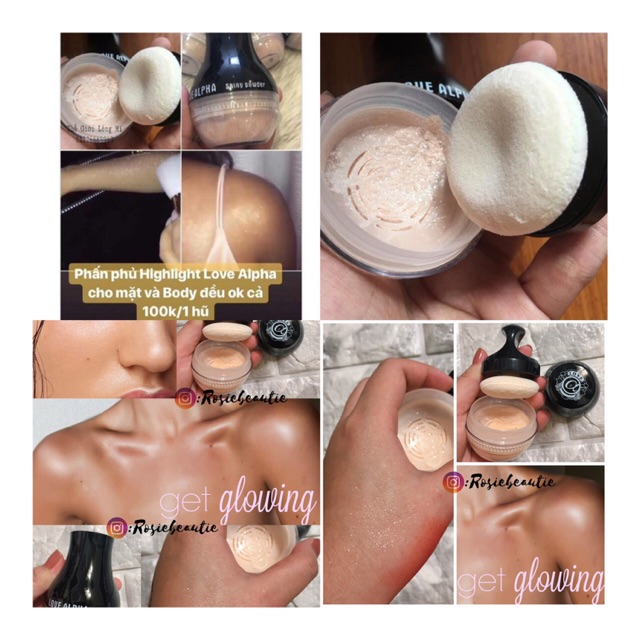 Phấn phủ bột Love Alpha ánh nhũ kiềm dầu
