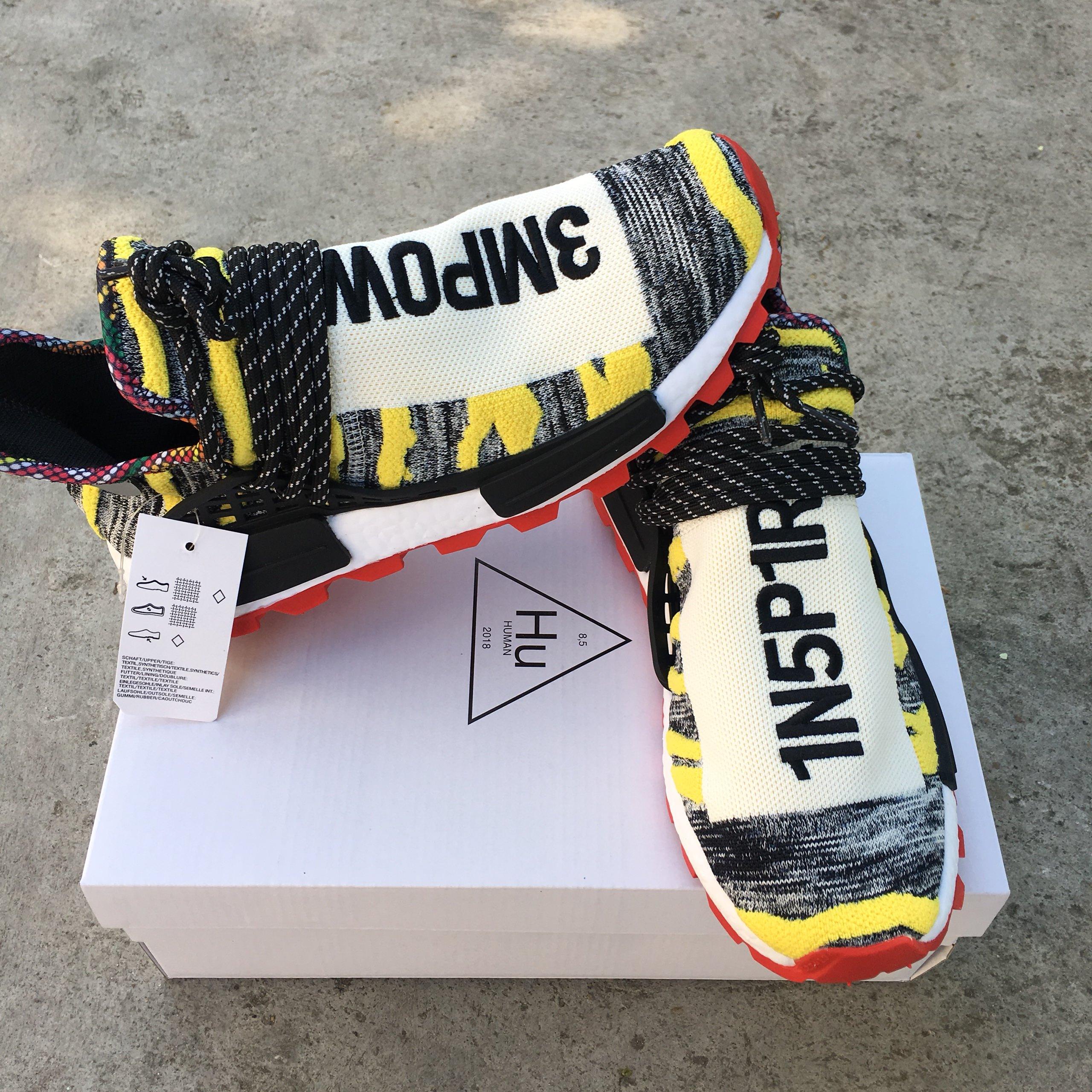 [Hàng Mới] Giày thể thao Human Race NMD Pharrell Vàng kẻ xám trắng
